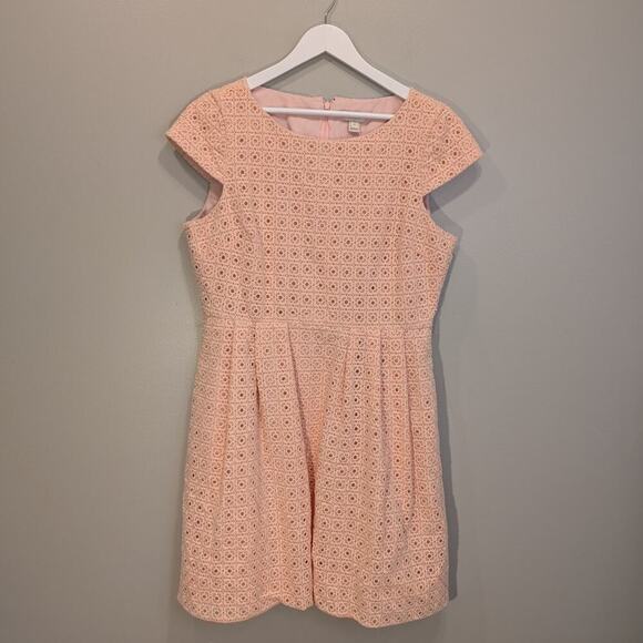 J Crew Dress In Organza Eyelet Blush Timeless Preppy Classic - Size 14 - Picture 1 of 8